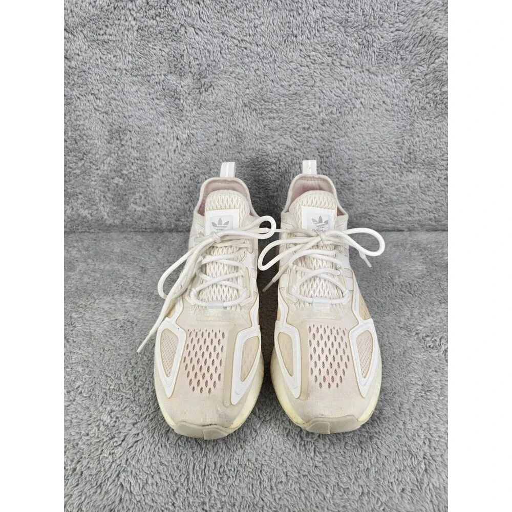 Adidas Sneakers Youth Kids 8 ZX 2K Boost Shoes White Beige Running.